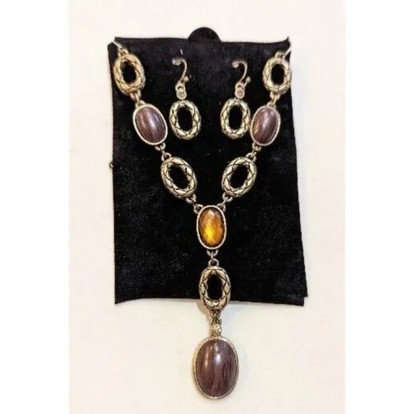 Avon Jewelry Saq Avon Goldtone Textured Necklace Earrings Set